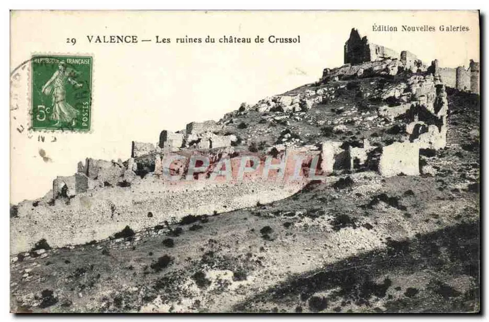 Valence — As ruínas do castelo de Crussol — Edição Nouvelles Galeries n°29 - Frente