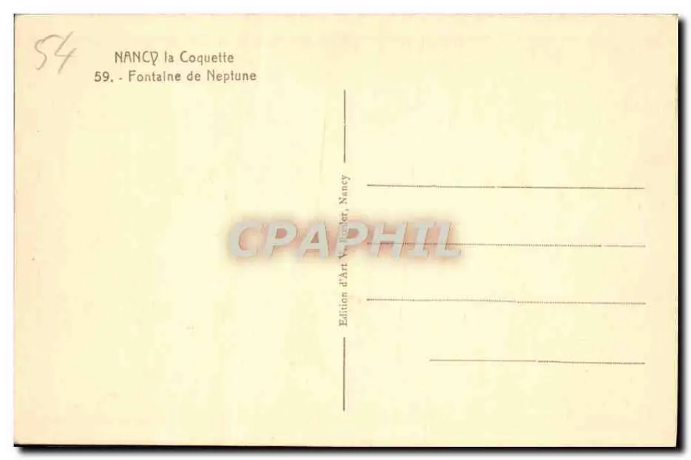 NANCY - Fontäne des Neptun — Edition d'Art Wepler, Nancy, n° 59 - Rückseite