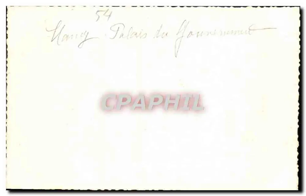 Nancy — Palácio do Governo — editor não identificado, n° de série 54 - Verso