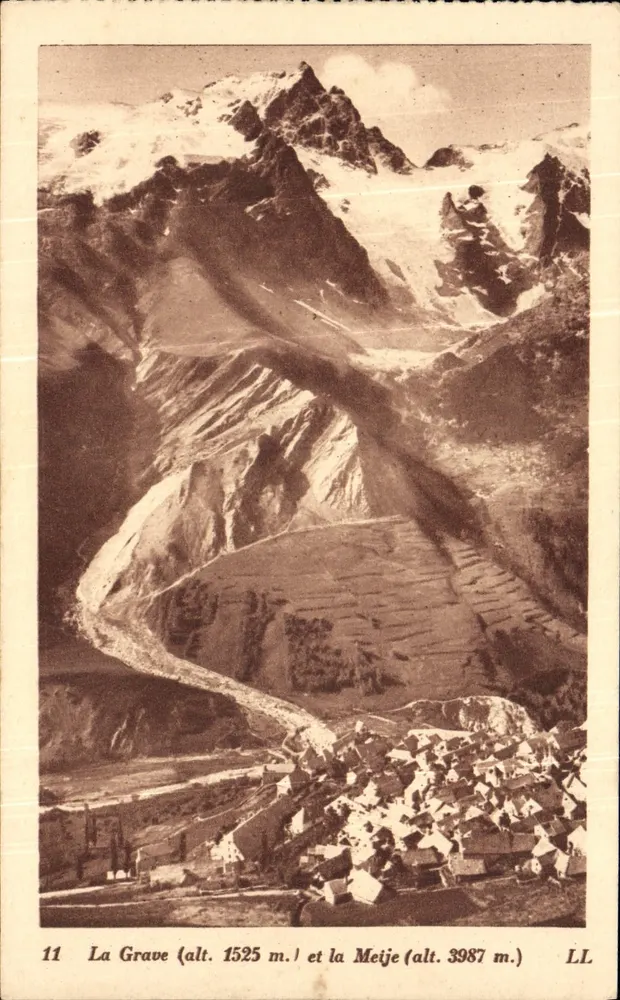 La Grave (alt. 1525 m.) e a Meije (alt. 3987 m.) — LL — n° 11 - Frente