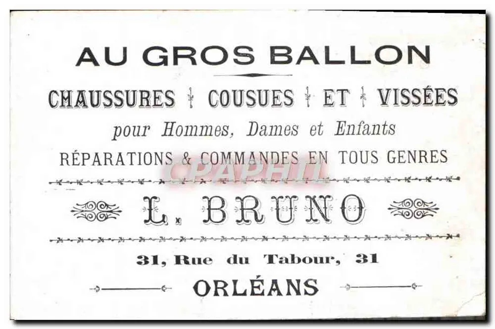 Boot am Kai — Flusslandschaft — Werbung für L. Bruno in Orléans - Rückseite