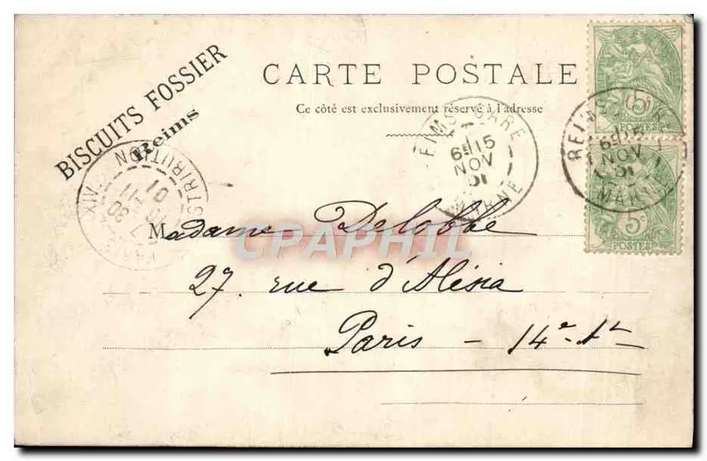 Maison Fossier — Biscuits de Reims — éditeur Biscuits Fossier - Verso