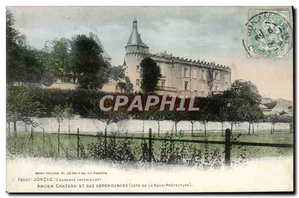 Jonzac (Charente-Inférieure) — Alter Schloss und seine Anlagen (Seite der Unteren Präfektur) — Henry Guillier, 42 bis et 44, rue Fondeysses, n°2561 - Vorderseite