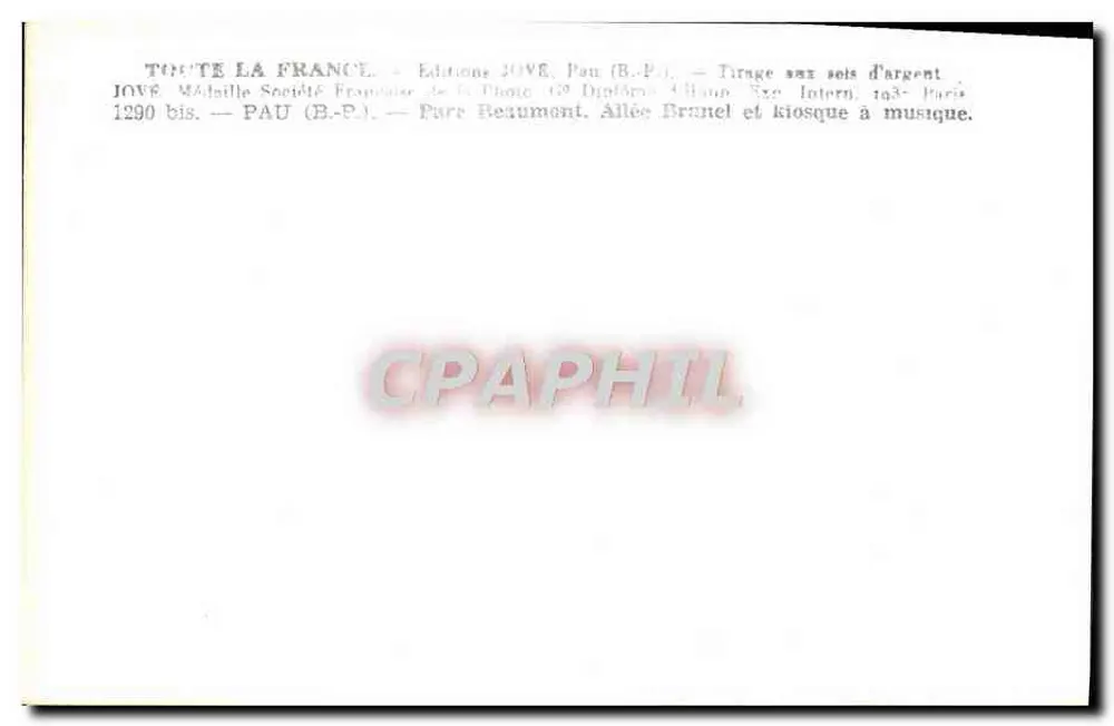 Allée Branel und Musikkiosk — Pau (B.P.) — Editions JOVE - Rückseite