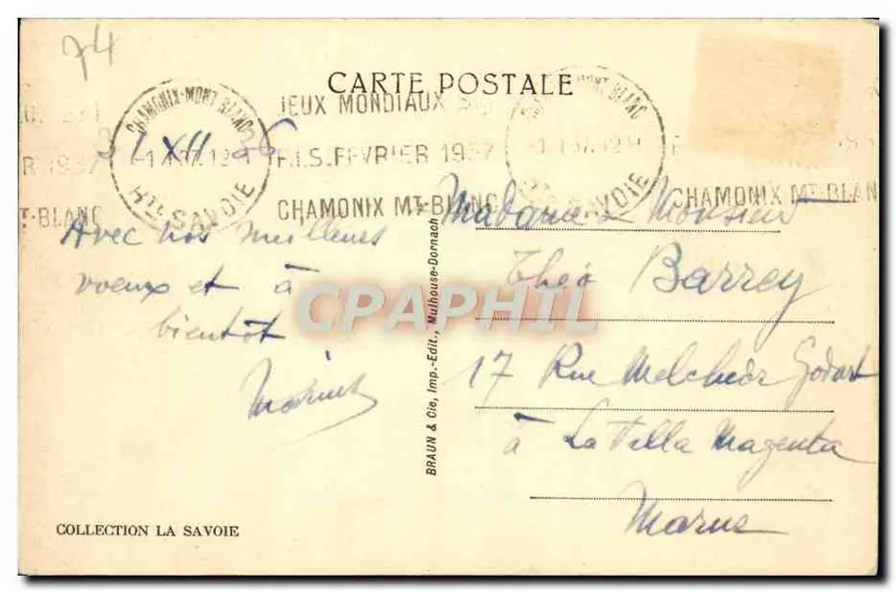 Weißes See und die Kette des Mont-Blanc — Mont-Blanc-Massiv — n° 13518 — Braun & Cie, Mulhouse-Dornach - Rückseite