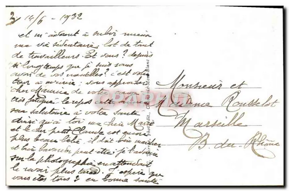 Chamonix-Mont-Blanc — A Mar de Gelo — editor anônimo, n° 22 - Verso