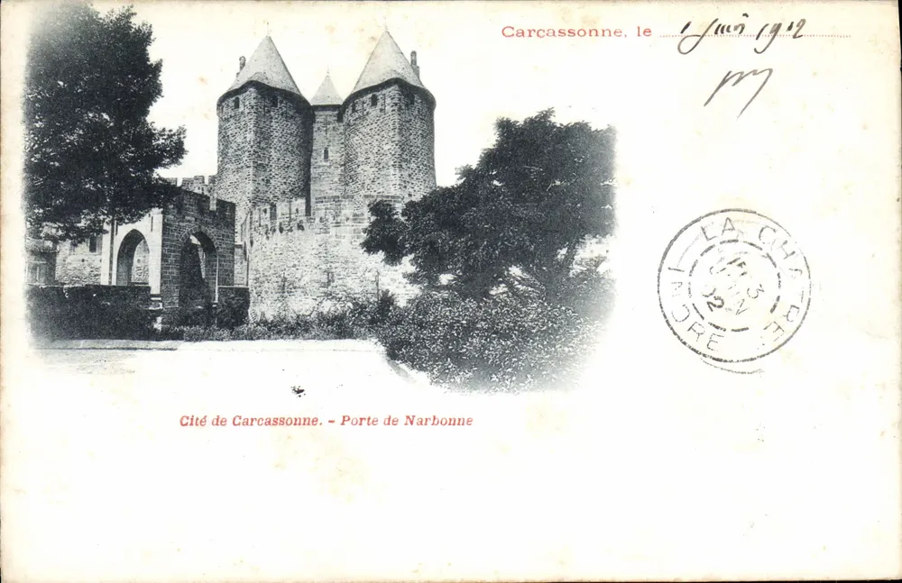 Cidade de Carcassonne — Porta de Narbonne — Editor não identificado, número de série não visível - Frente