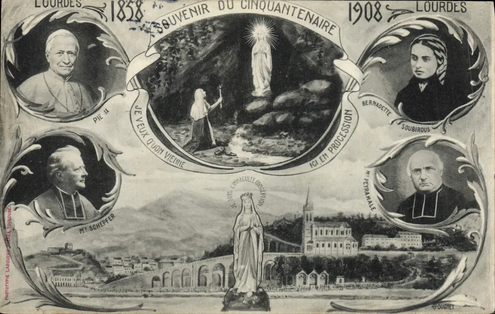 Lourdes — Erinnerung an das 50. Jubiläum 1858-1908 — Phototype Labouche, Paris - Vorderseite