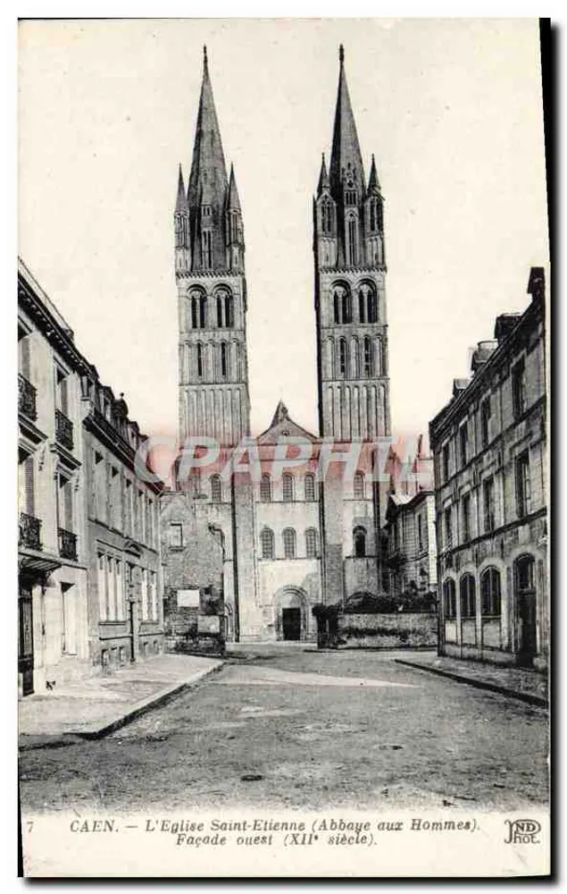 Caen — Kirche Saint Étienne (Abtei der Männer) — Westfassade (12. Jahrhundert) — ND HOL - Vorderseite