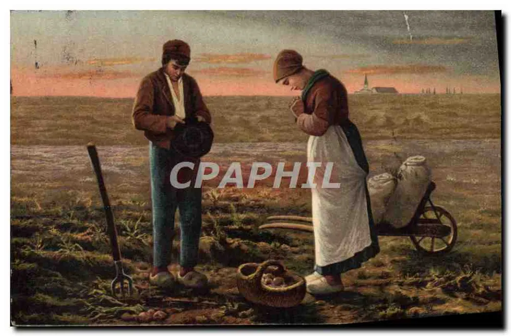 Scène de campagne — deux paysans au crépuscule — éditeur anonyme - Awers