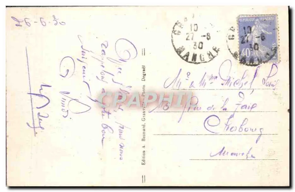 Granville — O Casino — Edição A. Bernard, Foto Degréf - Verso