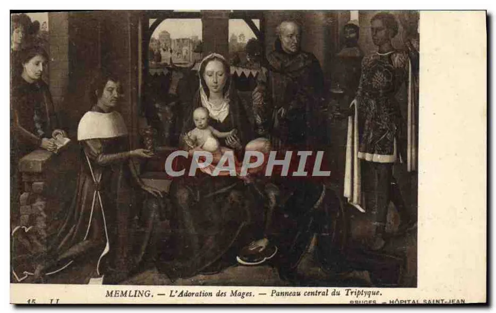Meemling — Adoração dos Reis Magos — Painel central do Triptyque — Bruges, Hospital São João - Frente