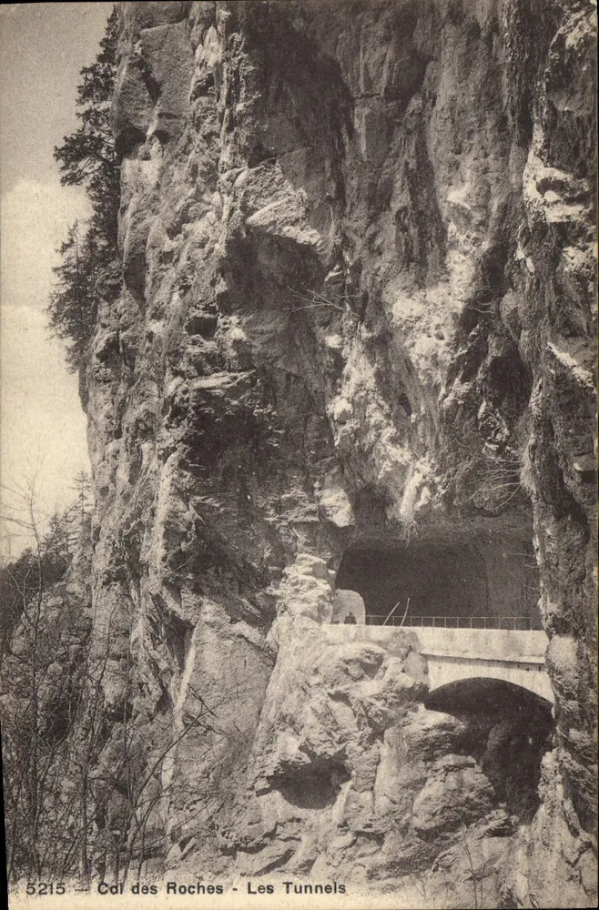 Col des Roches - Os Túneis — editor Phototype C° Neuchâtel, n° de série 5215 - Frente