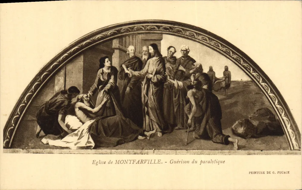Kirche von Montfarville — Heilung des Gelähmten — Gemälde von G. Fouace - Vorderseite