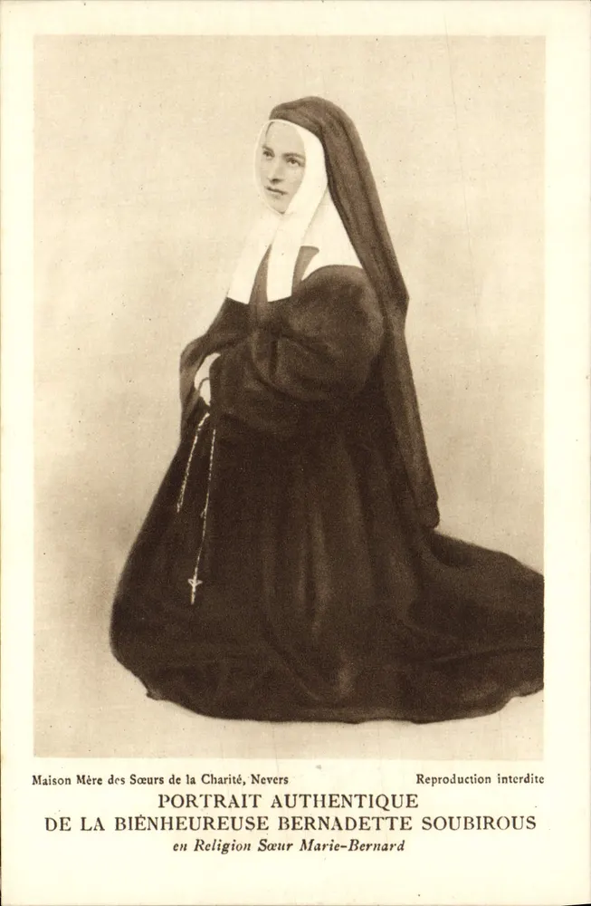 Authentisches Portrait der Seligen Bernadette Soubirous — Mutterhaus der Schwestern der Caritas, Nevers — Helioengravur - Vorderseite