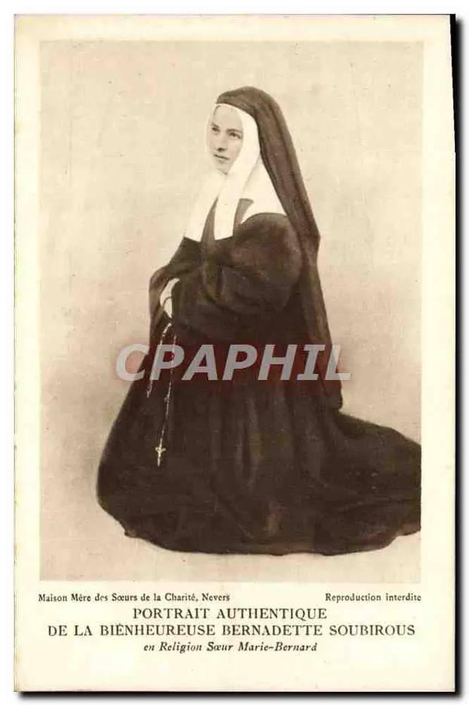 Authentisches Portrait der seligen Bernadette Soubirous — in Religion Schwester Marie-Bernard — Mutterhaus der Schwestern der Caritas, Nevers - Vorderseite