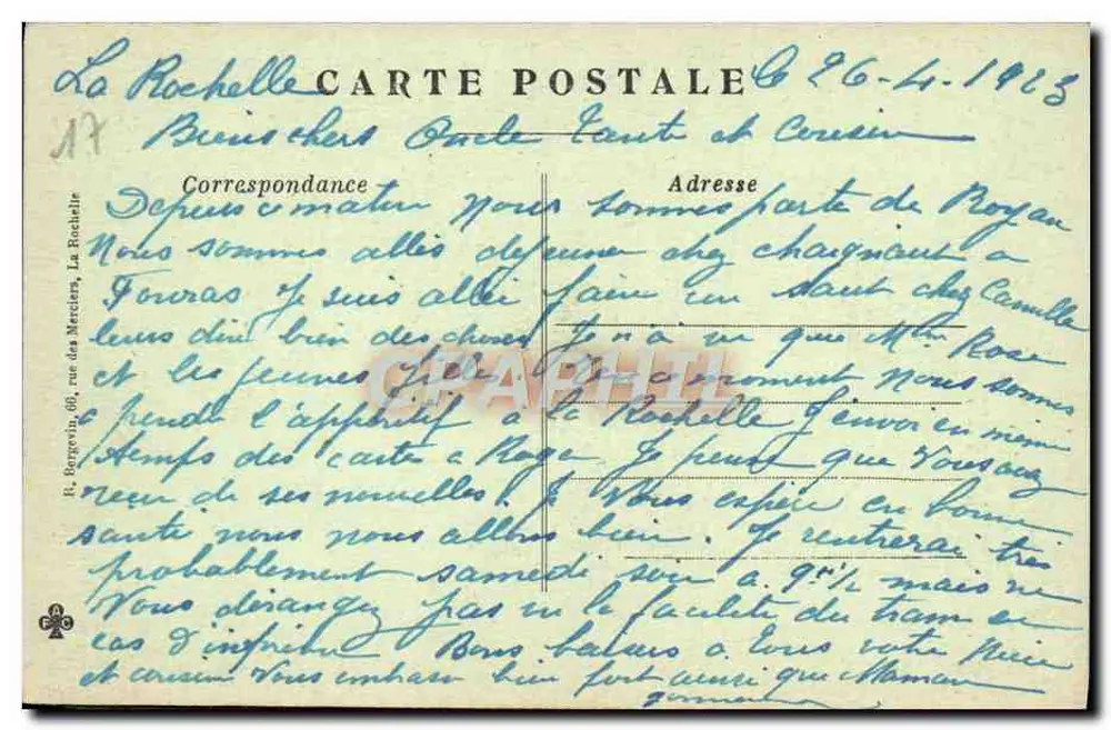 La Rochelle — Torre da Lanterna (1445) — Editor não identificado, n° de série 743 - Verso