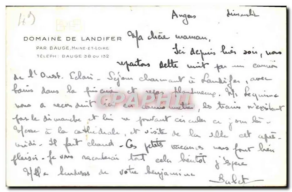 Schloss Landifer — Domaine de Baugé, Maine-et-Loire — Verlag unbekannt, Seriennummer nicht sichtbar - Rückseite