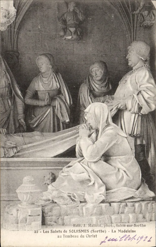 Die Heiligen von SOLESMES (Sarthe) - Maria Magdalena am Grab Christi — Edit. J. Malicot, phot., Sablé-sur-Sarthe - Vorderseite