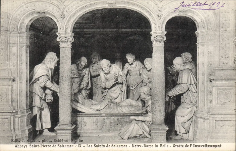 Abtei Saint-Pierre de Solesmes - Die Heiligen von Solesmes - Notre-Dame la Belle - Höhle des Begräbnisses — Edit. J. Malicot, phot. Sablé-sur-Sarthe - Vorderseite