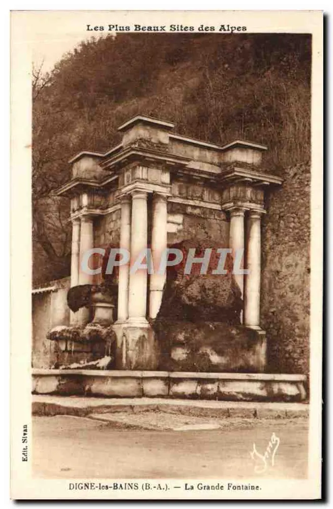 Digne-les-Bains (B.-A.) — La Grande Fontaine — Édit. Sivan - Vorderseite