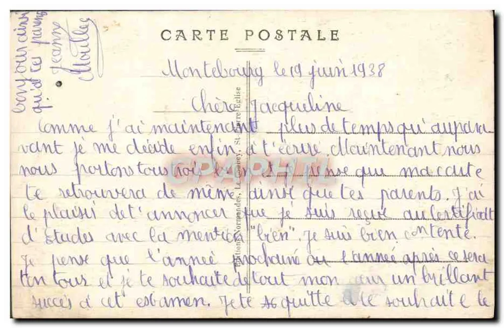 Die Kirche — 14. Jahrhundert — Steinarke aus der Zeit — Die malerische Normandie, Serie 5230 - Rückseite