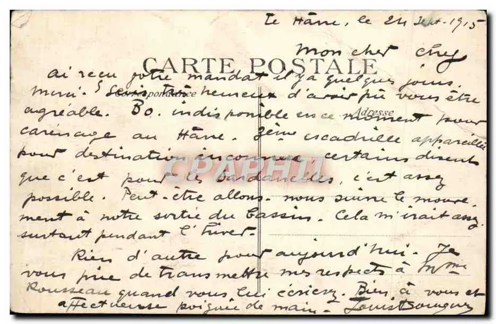 Le Havre — Place du Vieux-Marché und Statue von Augustin Normand — Verlag E.P.D. n°164 - Rückseite