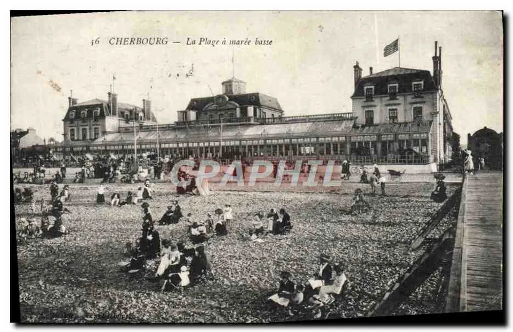 Cherbourg — A Praia com maré baixa — editor desconhecido, n° 56 - Frente