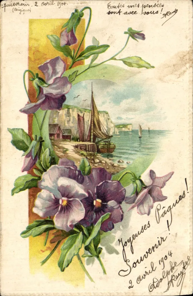 Ansicht von Quiberon — Ostern 1904 — Verlag Miquique, Seriennummer nicht sichtbar - Vorderseite