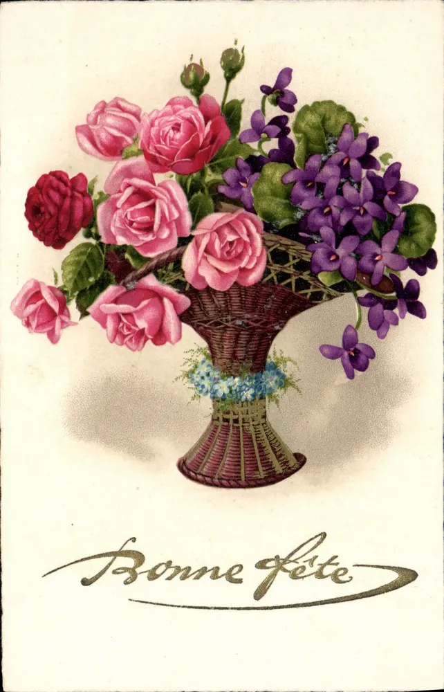 Bukett aus Rosen und Violett — Pittinus, Nr. 801 - Vorderseite