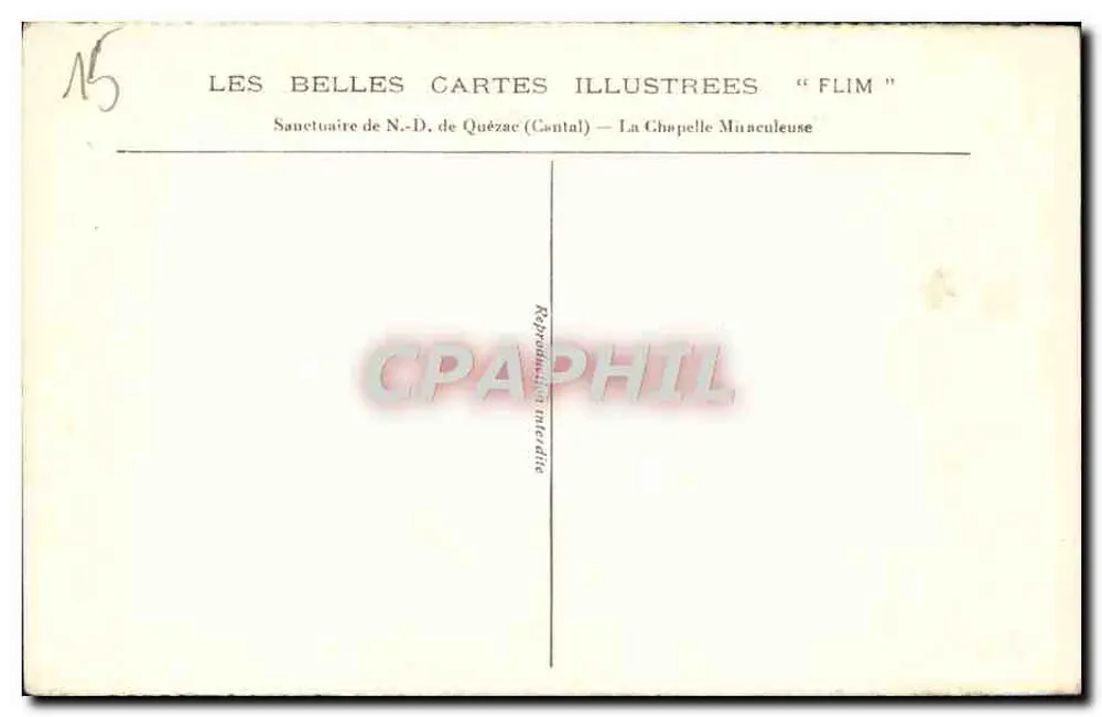Sanctuaire de N.-D. de Quézac (Cantal) — La Chapelle Miraculeuse — FLIM - Rückseite