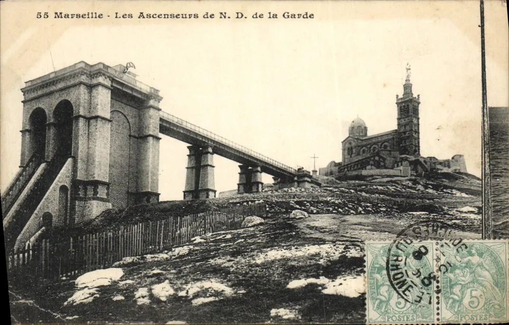 Marsella — Los Ascensores de N.D. de la Guardia — Editor: Charonne, n°55 - Anverso
