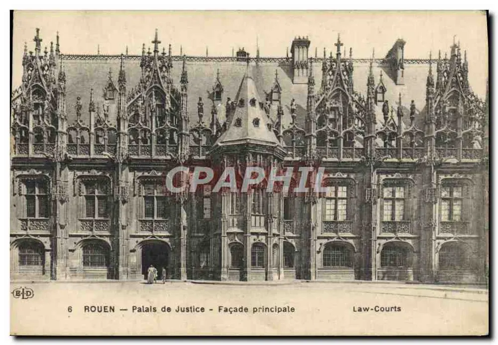 Rouen — Palazzo di Giustizia — Facciata principale — Editore B.D. n°6 - Recto