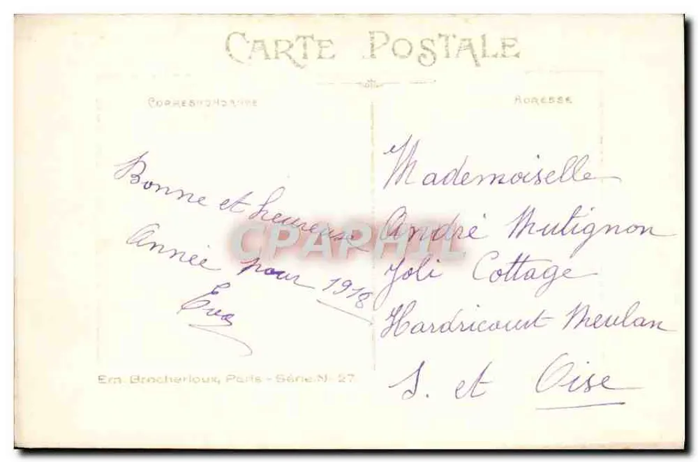 Blumenbouquet — Herzenswünsche — Em. Brochereloux, Paris - Serie Nr. 27 - Rückseite