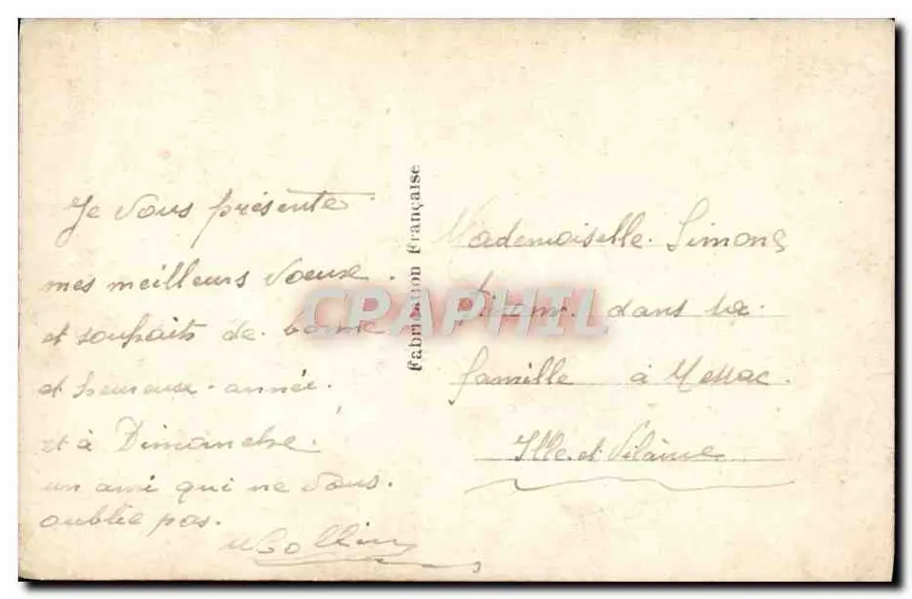 Violette Päonien — Frohe Neujahr — SAPi Paris Nr. 1463 - Rückseite