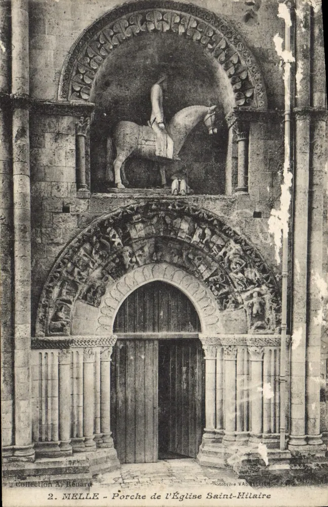 Melle — Portal der Kirche Saint-Milaire — Sammlung A. Rénard, phototypie VASSELE - Vorderseite