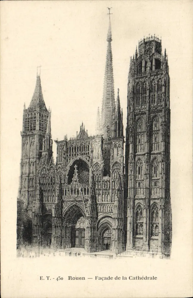 Rouen — Fachada da Catedral — E.T. - 450 - Frente