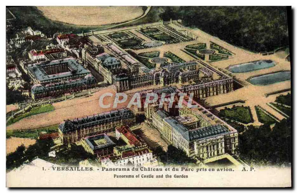 Versailles - Panorama des Schlosses und des Parks aus der Luft - A.P. - Vorderseite