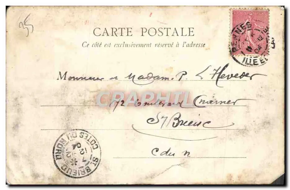 Rennes — Igreja de Nossa Senhora — Au Révoir J.G. - Verso