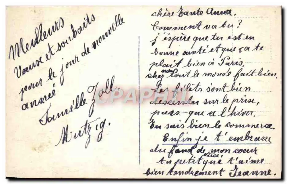 Mädchen mit Wagen voller Geldbeutel — Glück und Segen im neuen Jahr! — n°2811 - Rückseite