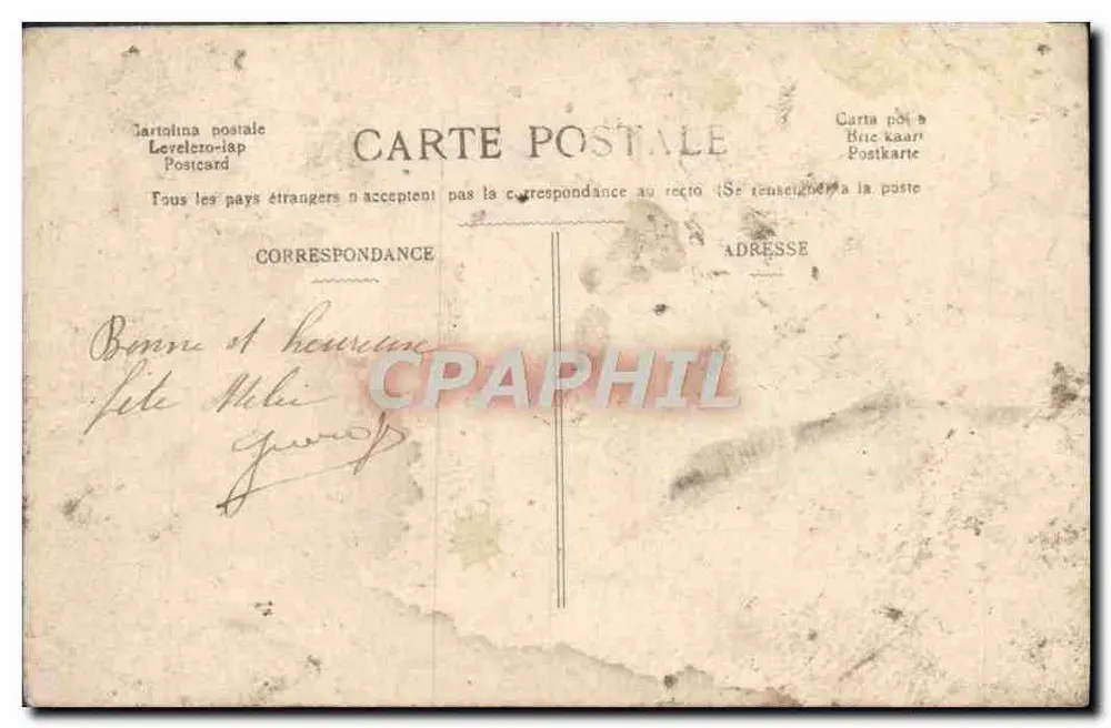 Homme avec bouquet de roses — scène de vœux — éditeur MOB, n° 175 - Rückseite
