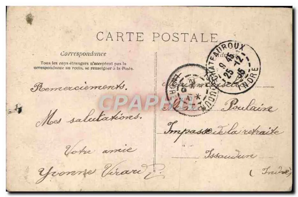 Menina cercada de flores — 'Muita Felicidade' — Castelo de Châteauroux - Verso
