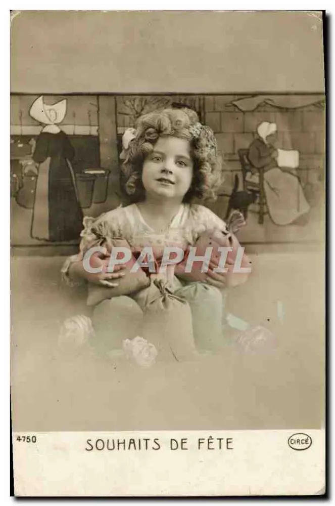 Menina com vestido de mangas onduladas — Boas festas — CIRCÉ, n° 4750 - Frente