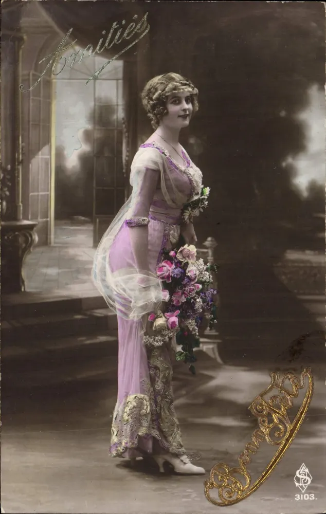 Junge Frau in einem Lilakleid — goldener Krönung — Verlag S.S. n° 3103 - Vorderseite