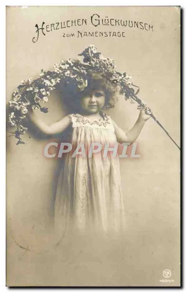 Menina com coroa de flores — Parabéns por um nome dia — 4891/4 - Frente
