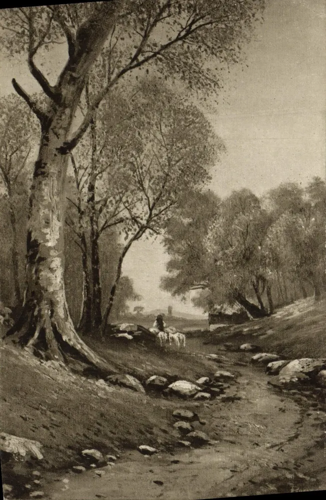 Paisaje forestal con pastor y ovejas — Lepograwure, n° 307 - Anverso