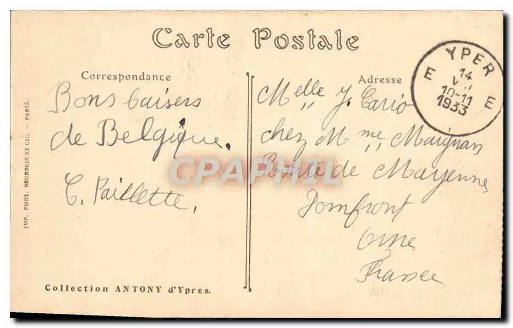 Ruinen von Ypres — Kleiner Museumplatz und Hallen — Visé Paris Nr. 53 - Rückseite