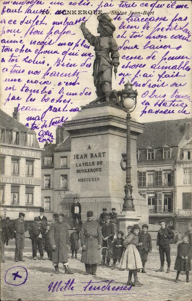 Dünkirchen — Statue Jean Bart — Die Stadt Dünkirchen - Vorderseite