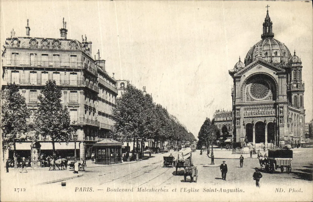 Paris — Boulevard Malesherbes und die Kirche Saint-Augustin — ND. Phot. - Vorderseite