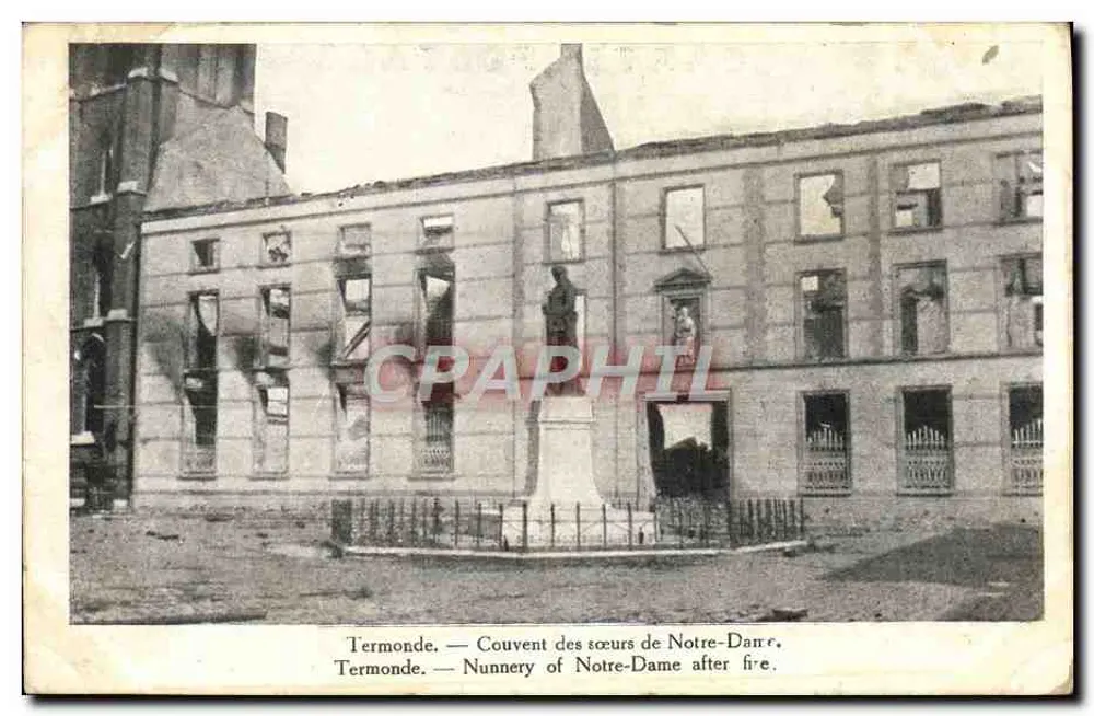 Termonde — Convento das irmãs de Nossa Senhora após incêndio — R. P. B., Editor, Paris - Frente